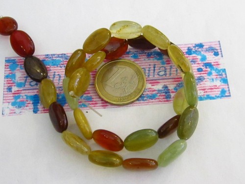 1 filo di tormalina arlecchino goccia piatta di 18 x 12 mm