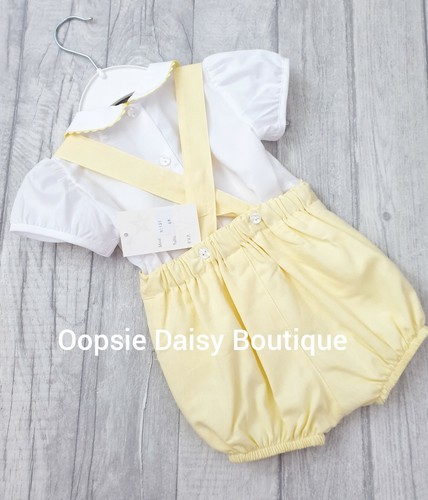 Boys Spanish Lemon H-Bar Dungarees Shorts /& Shirt 2 Piece Set 0-24mths ⭐