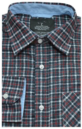 New Mens Yarn Dyed Flannel Lumberjack Check Brushed Cotton Work Shirt Small-XXL 