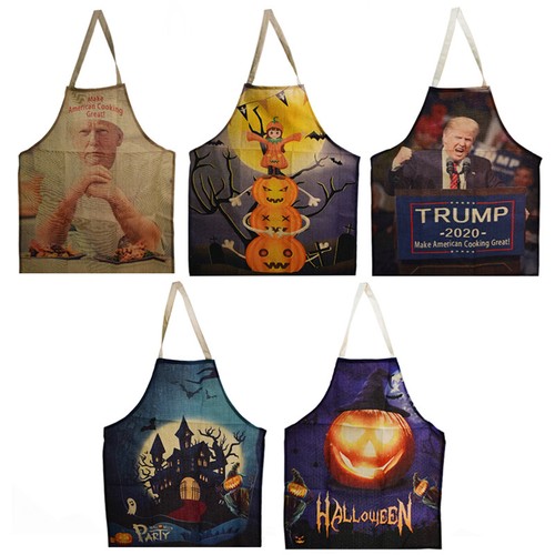 Halloween Cooking Apron Pumpkin Trump 2020 Cosplay Costume Kitchen Party Decor