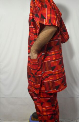 Men's Dashiki Clothing African Traditional Kente Pant Suit Ethnic Set Free Size 