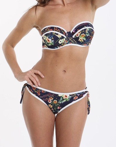 FREYA CLUB TROPICANA BIKINI SET PADDED BANDEAU TOP TIE BRIEF BLUE WHITE FLORAL