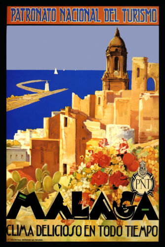 Malaga Spain Great Weather Sailboat Travel Tourism Vintage Poster Repo FREE SH