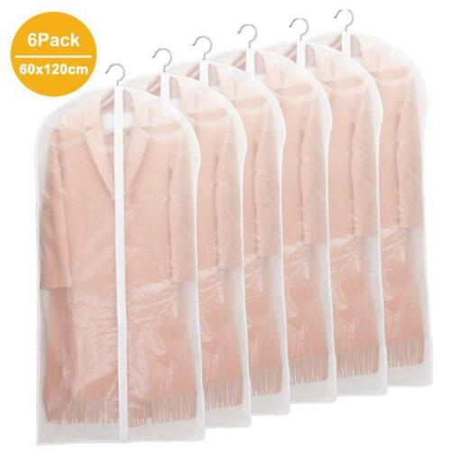 6pcs Clothes Garment Dust-proof Cover Suit Coat Hanging Storage Bag Protector 