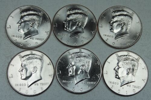 2008 2009 2010  P /& D Uncirculated Kennedy Half Dollar Set from Mint Rolls