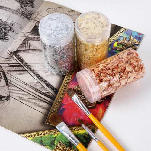 3 Gilding Metallic Flakes Leaf Foil Paper+Box for Painting Resin Jewelry Nails 
