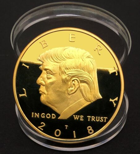 1Pcs 2018 President Donald Trump Gold Plated EAGLE Commemorative Coin Newest