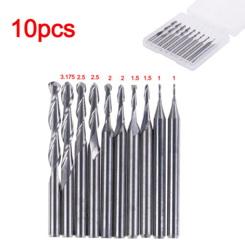 10 Pcs 1//4 Shank Carbide Ball Nose End Cnc Mill Engraving Router Bits 1-3.175mm