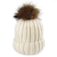 Womens Ladies Faux Fur Detachable Fur Pom Pom Knit Winter Beanie Hat Cap