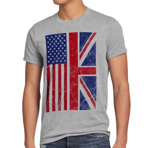 États-Unis Amérique Union Jack T-shirt Hommes Drapeau Flag Stars réparti Brexit Angleterre