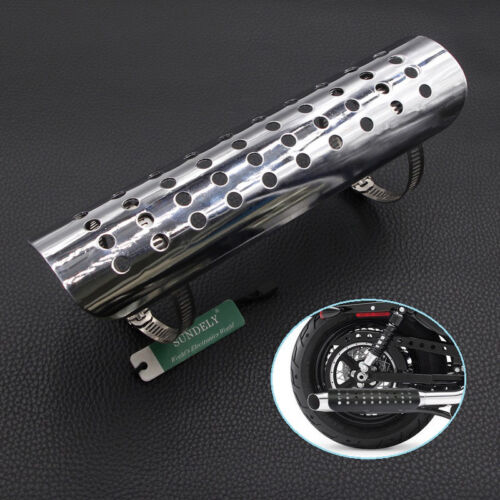 9/" Motorcycle Silver Exhaust Muffler Pipe Heat Shield Cover Universal Guard Rear