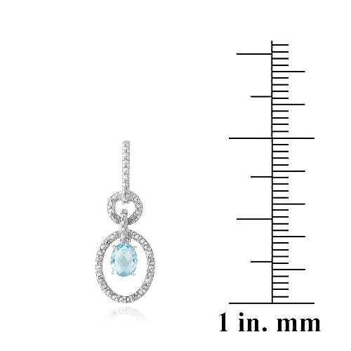925 Silver 3ct Swiss Blue Topaz /& Diamond Accent Oval /& Round Dangle Earrings