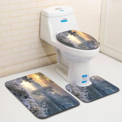 Winter Scenery Snow Bath Mat Toilet Seat Cover Rug Kitchen Carpet Doormats Decor