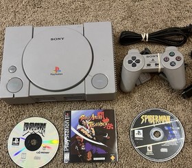 Sony PlayStation 1 PS1 Console + 3 PS1 Games, PS1 Controller, & PS1 Memory Card
