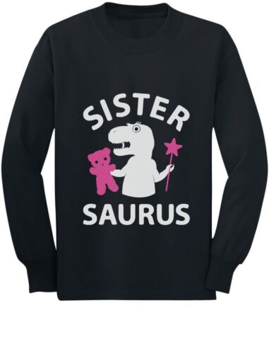 Sister Saurus Gift for Big Sister Girls T-Rex Toddler/Kids Long sleeve T-Shirt 