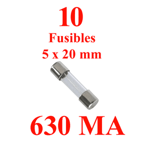 0,630 A Qualité Retarde 10 Fusibles Verre 5 X 20 mm Puissance 630 MILLI Ampere