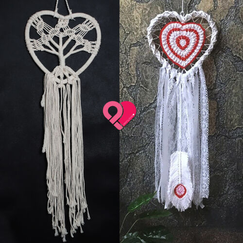 Plastic Heart Dream Catcher Dreamcatcher Ring Macrame Wreath Ornament Craft Hoop 