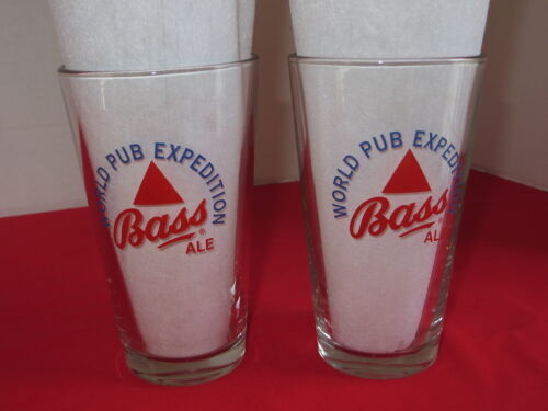"World Pub Expedition" 2 Bass Ale  1 Pint Pub Glass  Pair 