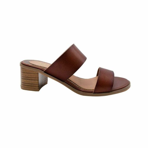 Details about / Women/'s Sugar Halo Two-Band Block-Heel Slides Dark Brown