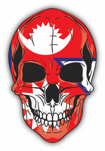 Skull Flag Nepal Car Bumper Sticker 4/" x 5/"