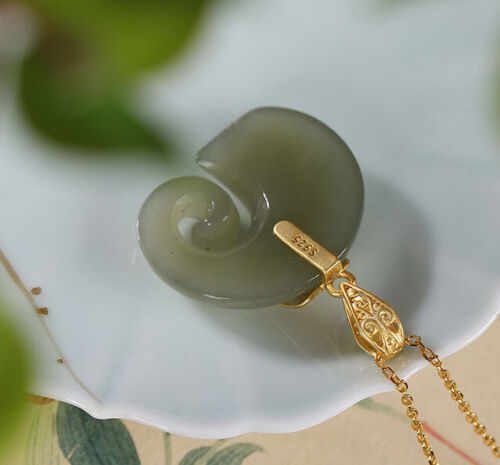 Remolque i02 con cadena de plata 925 doradas elefante de jade verde