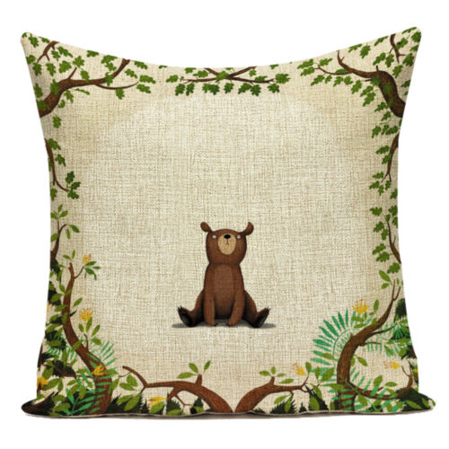 New Cotton Linen Printing brown bear shell Pillow Case Cushion Home Décor Cover