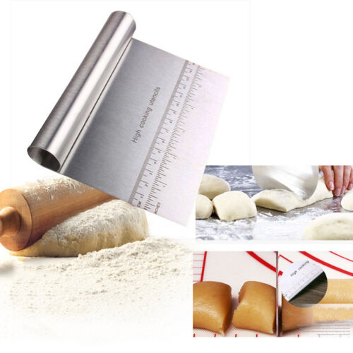 Stainless Steel durable Pizza Dough Scraper Cutter Flour Pastry Cake Tool 