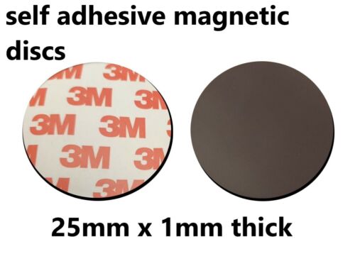 Self Adhesive Magnetic Dots 25mm round with 3M backing  1mm thick x 50 Magnets