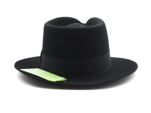 50/'s Fedora Hat Vintage Indiana Jones Mafia Godfather 100/% Wool Felt Black