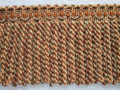 BULLION FRINGE 5/" Upholstery Fabric Trim Spain INF509 7 yards RUST//CREAM//GREEN