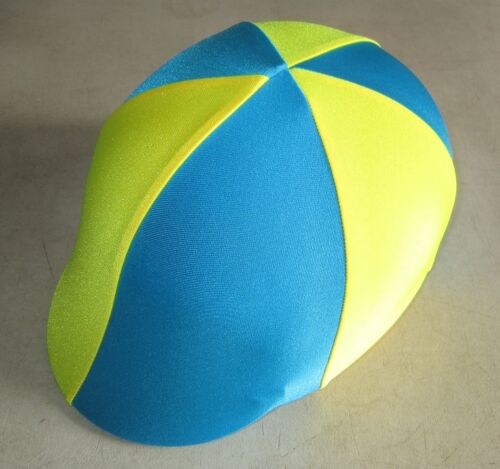 Horse Helmet Cover ALL AUSTRALIAN MADE Sky blue//Teal /& Yellow Any size you need