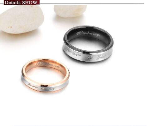 Titanium Steel Promise Wedding Bands Black&Gold Forever Love Couple Rings 1pair 