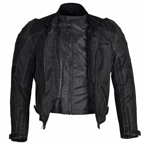 Men Motorcycle Four Season Black Textile Race Jacket CE Protection MBJ62