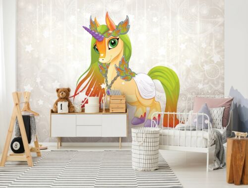 Habitación de niño malla fotomural Pony chica unicornio arco iris bebé habitación 942 