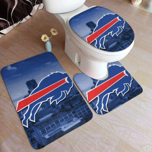Details about  / Buffalo Bills Bathroom Bath Mats Non-Slip Contour Rug Toilet Lid Cover Mats 3PCS