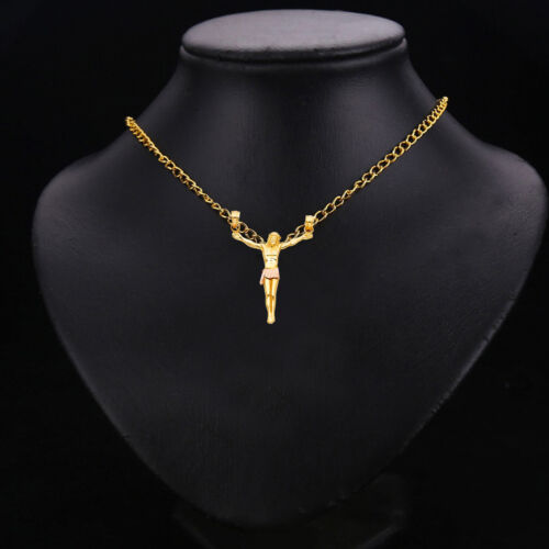 14K White Yellow Gold Jesus Body Crucifix Cross Religious Pendant Collection
