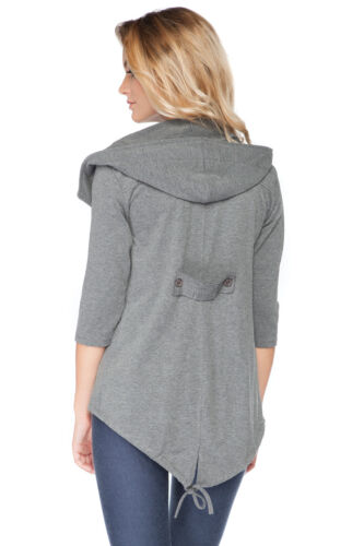 Ladies Hooded Blazer With Pockets Cape 3/4 Sleeve Jacket Parka Size 8-12 FT2060 