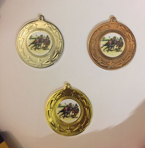 Gratuit P Vous Choisissez La Médaille Ruban et couleurs 10x Chien Racing Greyhound médailles P