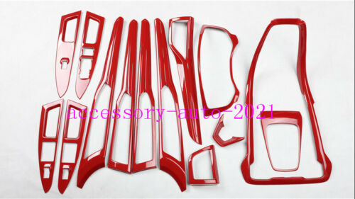 14PCS Red Carbon Fiber Interior Kit Cover Trim For Ford Fusion Mondeo 2013-2016 