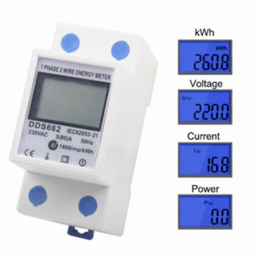 LCD Digital Power Consumption Meter Single Phase Energy Meter kWh Watt AC Meter~ 