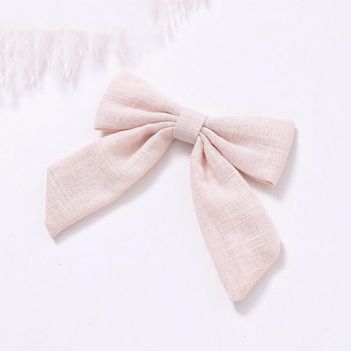 Cotton Linen Solid Women Long Tail Bow Hair Clip Alligator Clip Girls Barrettes