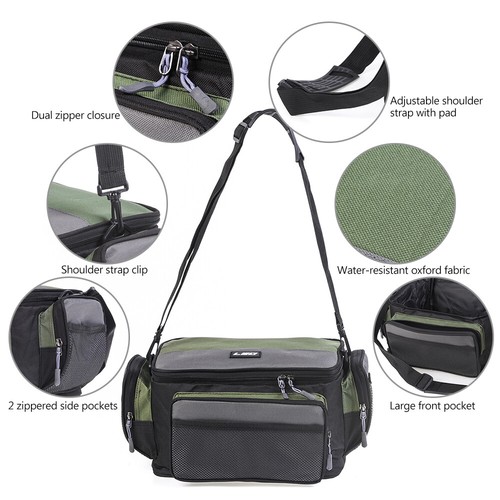 LEO Angeltasche Umhängetasche Angelzubehör Tackle Bag mit 5X Köderboxen B8Q0