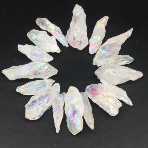 100g A Lot Titanium Rainbow Aura Lemurian Quartz Crystal Pointed Healing 5-10Pcs