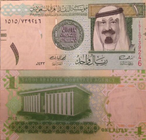 SAUDI ARABIA 2012 1 RIYAL UNCIRCULATED NOTE P-31 KING ABDULLAH FROM USA SELLER !