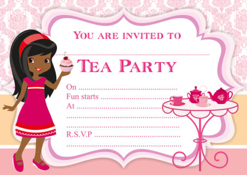 10 x Children Afternoon Tea Birthday Party Invitations