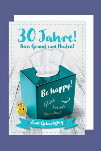 30 Geburtstag Karte Grußkarte Humor EXTRA echtes Taschentuch 16x11cm
