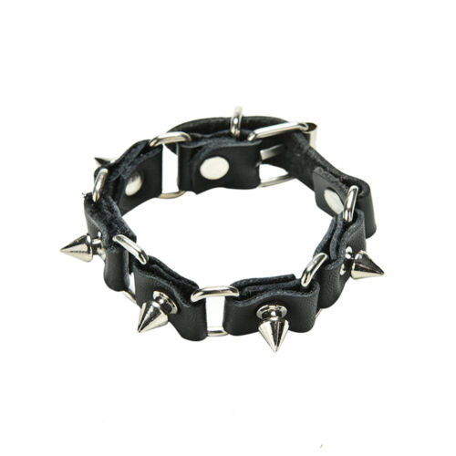 Gothic Metal Cone Stud Spikes Rivet Leather Wristband Bangle Cuff Bracelet R ADI 