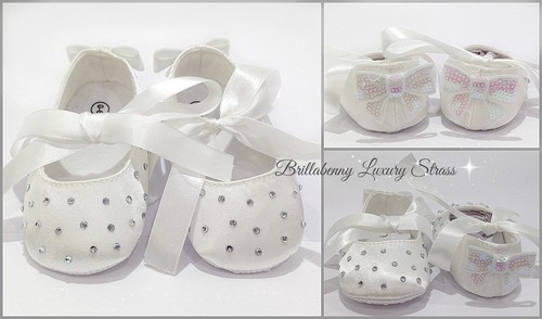 BALLERINE Baby Shoes Neonata Strass Bling 6-12 MESI Scarpine battesimo Wedding