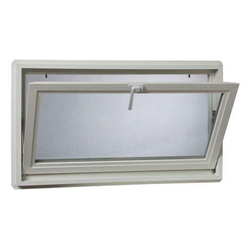 Basement Hopper Vinyl Window Vent with Screen Lock Venting Replacement White