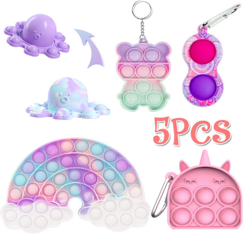 5 Pack Fidget Toys Set Autism Stress Relief Popet Bubble Game Tools Bundle Gifts